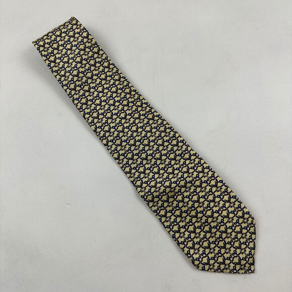 VTG Bert Pulitzer 100% Silk Cream Chain Link Pattern Geometric Neck Tie USA 04 - Picture 2 of 7